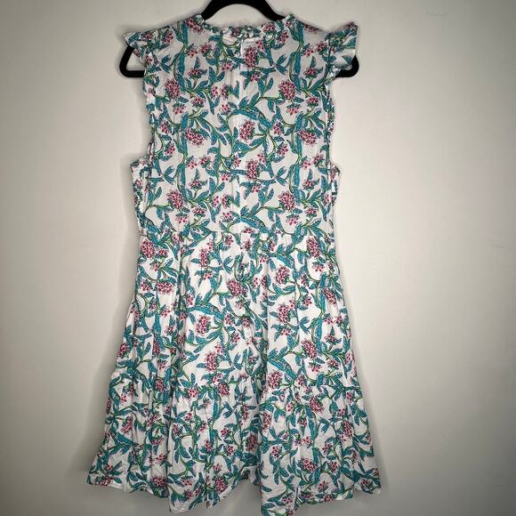 J. Crew Floral Flutter Sleeve Smock Mini Dress Size L - Picture 7 of 9